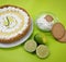 Key Lime Pie with ingredients close up