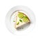 Key Lime Pie Vegetarian Dessert On White Plate On A White Background