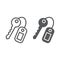Key line and glyph icon, close and safety, unlock sign, vector graphics, a linear pattern on a white background.