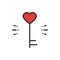 Key line icon. Heart shape. Happy Valentine day sign and symbol. Love couple relationship dating wedding day theme.