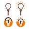 Key and lock shaped bulb icons
