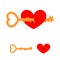 Key and love. Key to heart. Red love with lock hole. Key lock fr