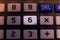 Key number six on the keyboard of a scientific calculator