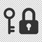Key with padlock icon in flat style. Access login vector illustration on isolated background. Lock keyhole business concept.