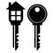 Key or rent apartment rental icon in black color isolated on white background. vector eps 10