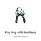 Key ring with two keys vector icon on white background. Flat vector key ring with two keys icon symbol sign from modern tools and