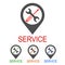 Key and screwdriver in location. Colorful logo service - vector