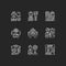 Key services chalk white icons set on black background