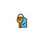 Key with tag icon. real estate, hotel, home owner symbol. simple clean thin outline style design.