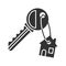 Key with trinket house glyph icon