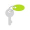 Key with Trinket on Keyring Flat Vector Icon