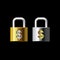 Key vector money lock gold and silver colors