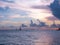 Key West sunset, Gulf of Mexico with yachts and boats on the background