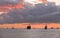 Key West sunset, Gulf of Mexico with yachts and boats on the background