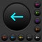 Keyboard backspace dark push buttons with color icons