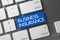 Keyboard with Blue Button - Business Insurance. 3D.