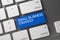 Keyboard with Blue Button - Small Business Strategy. 3D.