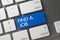 Keyboard with Blue Key - Find A Job. 3D.