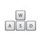 Keyboard buttons WASD keys, game control keyboard buttons. Joystick button icon. Gaming and cyber sport symbol - vector