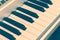 Keyboard electro piano close-up. Toned