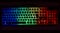 Keyboard Gamer with colorful backlight, modern computer and blue, red and green light