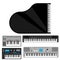 Keyboard musical instruments vector classical piano melody studio acoustic shiny musician equipment electronic sound