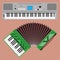 Keyboard musical instruments vector classical piano melody studio acoustic shiny musician equipment electronic sound