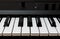 Keyboard of piano electronic instrument background.