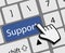 Keyboard support button with mouse hand cursor