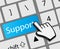 Keyboard support button with mouse hand cursor