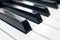 Keyboard synthesizer. Piano keyboard with selective focus. Classic piano