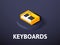 Keyboards isometric icon, isolated on color background