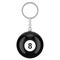 Keychain with billiard black eight ball, 3D rendering