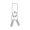 Keychain icon with tag. A simple linear representation of keys for opening mechanical locks. Vector over white