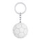 Keychain Ring with Leather White Football Soccer Ball in Clay Style. 3d Rendering