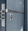 Keyhole And Bolts At Dark Blue Metallic Door