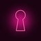 Keyhole icon. Elements of Web in neon style icons. Simple icon for websites, web design, mobile app, info graphics