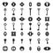 Keyhole key icons. Vintage keys and keyholes signs for logo