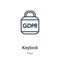 Keylock outline vector icon. Thin line black keylock icon, flat vector simple element illustration from editable gdpr concept