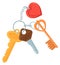 Keyring with heart pendant. Lovely keychain. Apartment keys