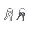 Keys line and glyph icon, lock and home