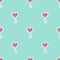 Keys, locks and hearts vector turquoise seamless pattern.