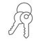 Keys thin line icon, lock and home, access sign