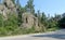 Keystone, South Dakota area rocky hills, trees and curving roads