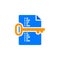 Keyword list symbol. Key and document icon vector, filled flat s