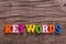 Keywords word made of wooden letters