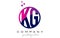 KG K G Circle Letter Logo Design with Purple Dots Bubbles