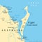 Kgari, formerly Fraser Island, political map, worlds largest sand island