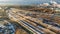 KHABAROVSK, November. 15, 2018: view of the cars of railway passenger cars at the railway depot . Passenger trains