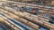 KHABAROVSK, November. 15, 2018: view of the cars of railway passenger cars at the railway depot . Passenger trains